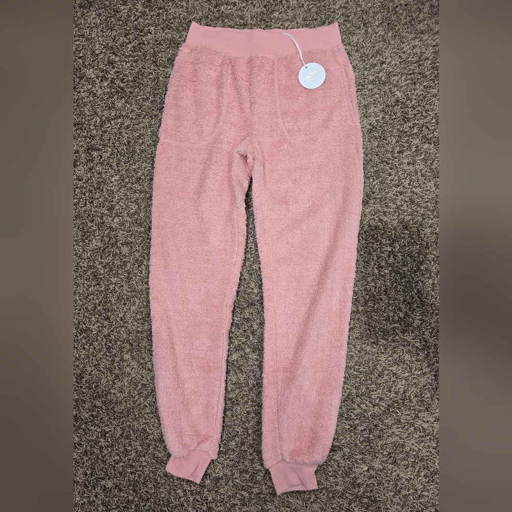 Lacey Chabert Women's Marshmallow Chenille Cozy Jogger Pant Pink XS NWT